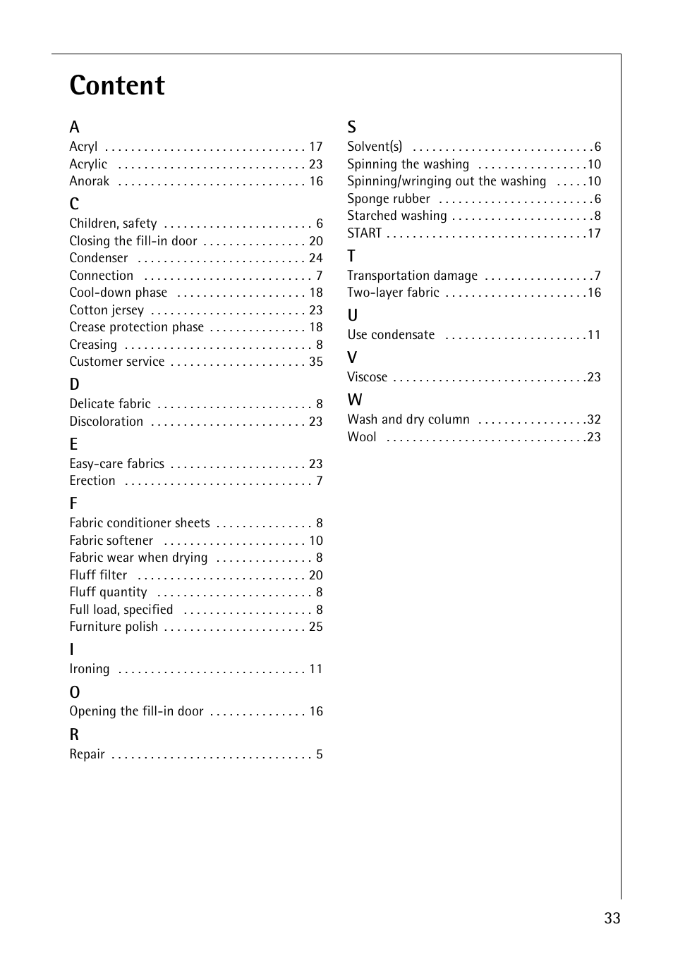 Content | AEG LAVATHERM 56609 User Manual | Page 33 / 36