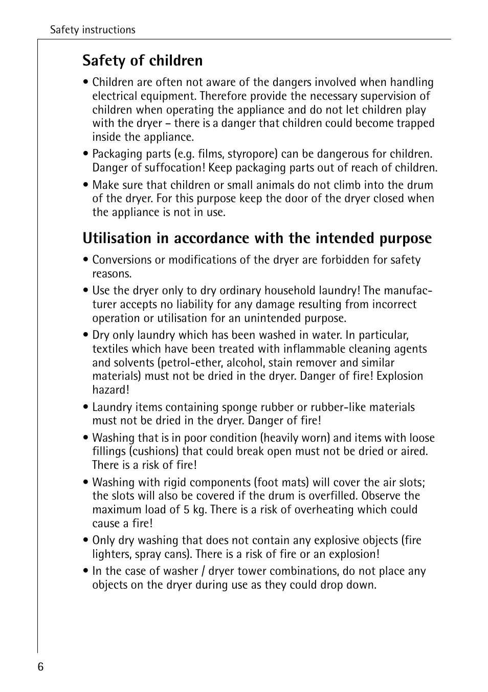 Safety of children | AEG LAVATHERM 56609 User Manual | Page 6 / 36