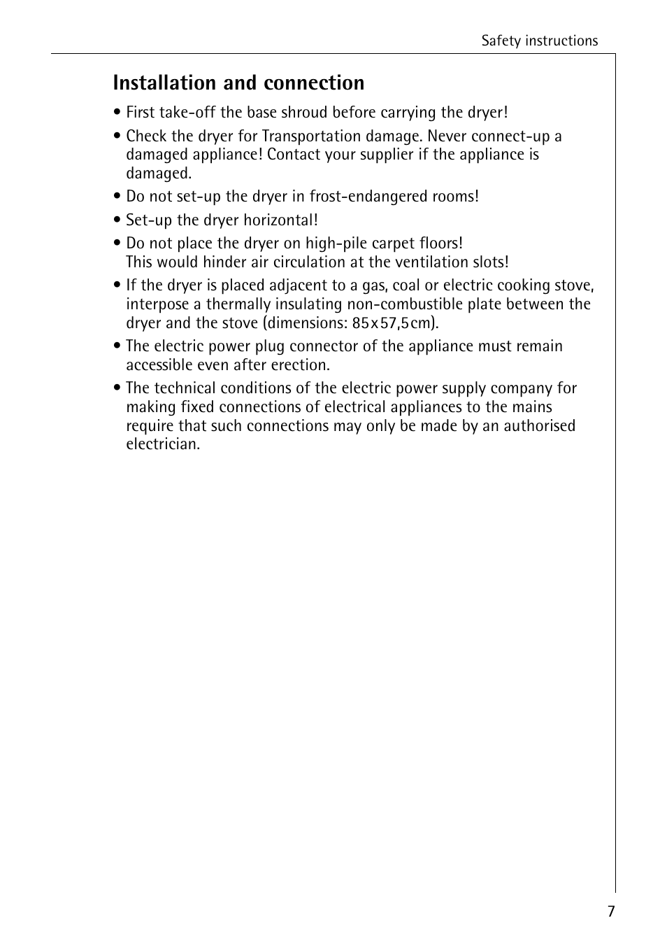 Installation and connection | AEG LAVATHERM 56609 User Manual | Page 7 / 36