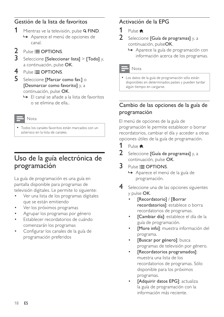 Uso de la guía electrónica de programación | Philips Televisor LCD profesional User Manual | Page 20 / 47