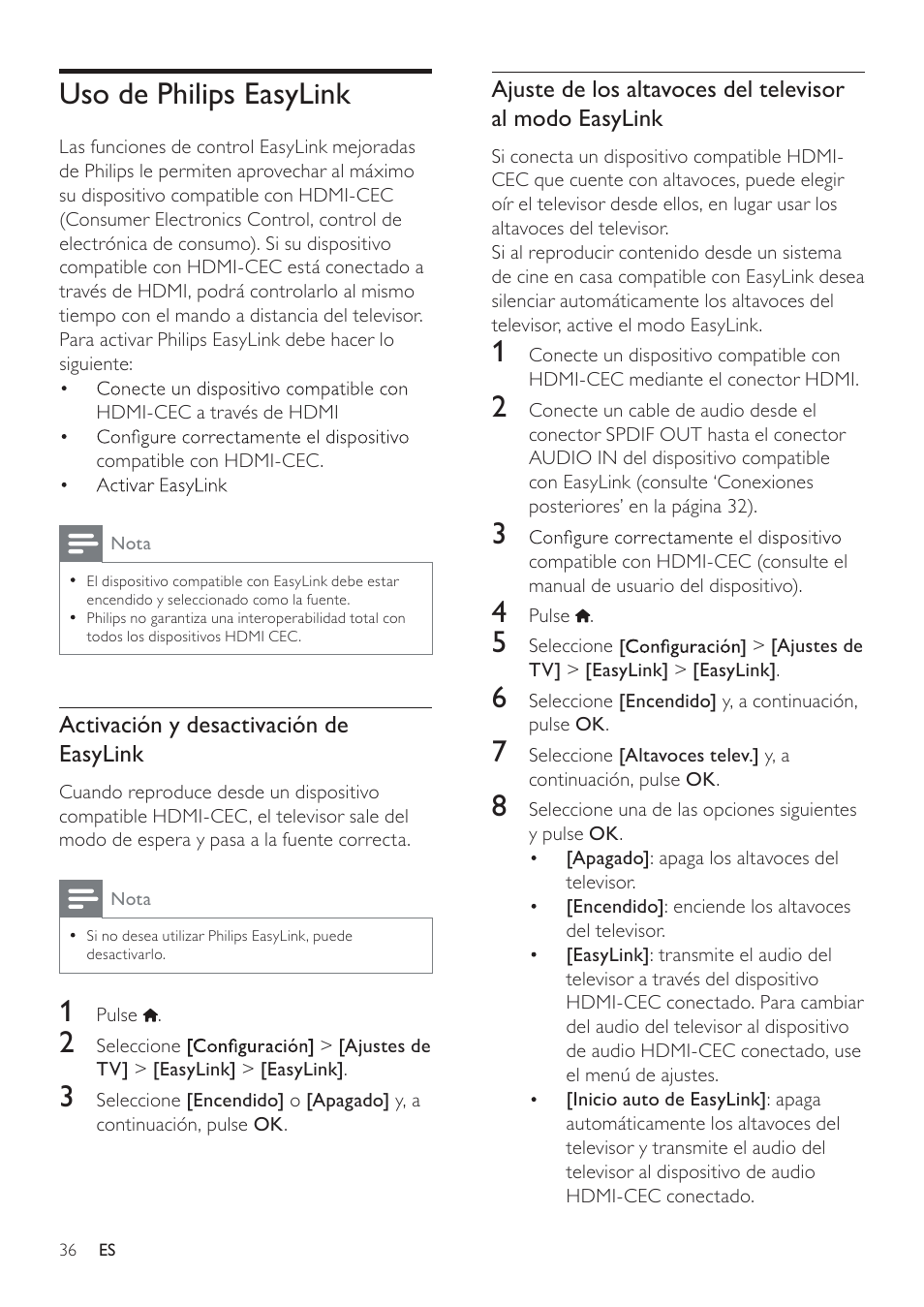 Uso de philips easylink | Philips Televisor LCD profesional User Manual | Page 38 / 47