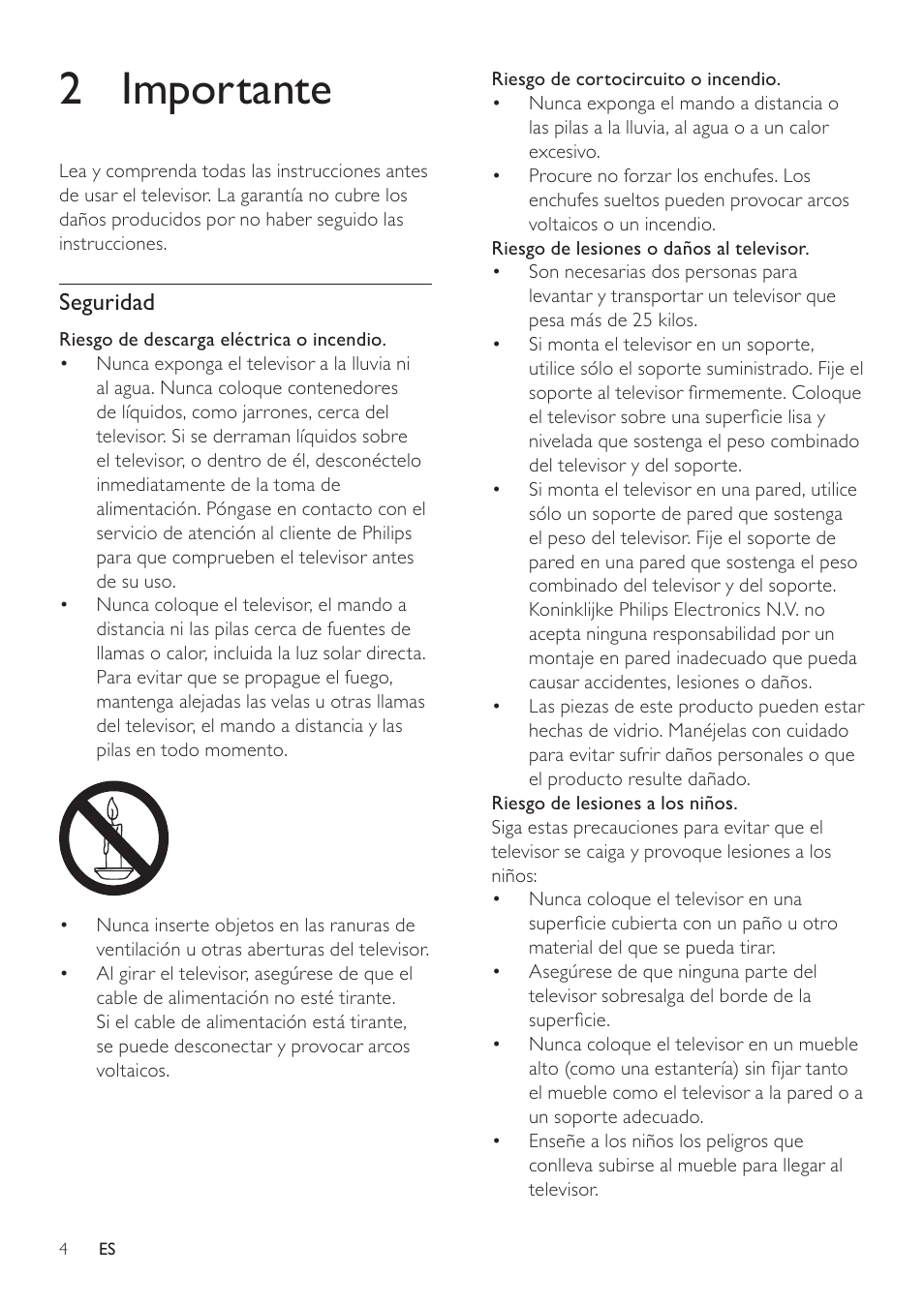 2 importante | Philips Televisor LCD profesional User Manual | Page 6 / 47