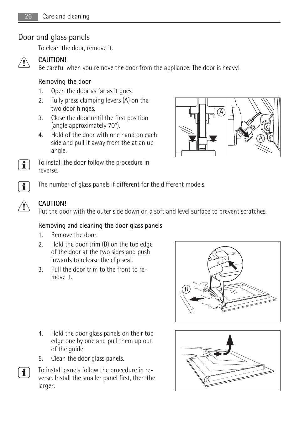 Door and glass panels | AEG BS7304001 User Manual | Page 26 / 32