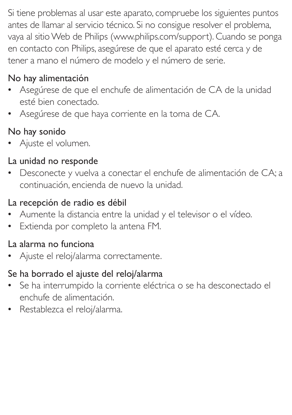 Philips Radio reloj con sintonización digital User Manual | Page 16 / 19