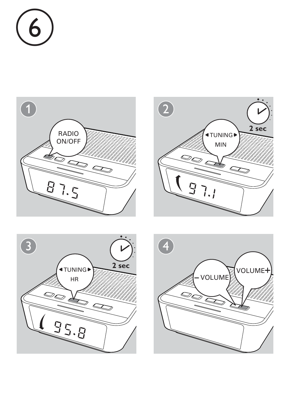 Ba c d | Philips Radio reloj con sintonización digital User Manual | Page 5 / 19