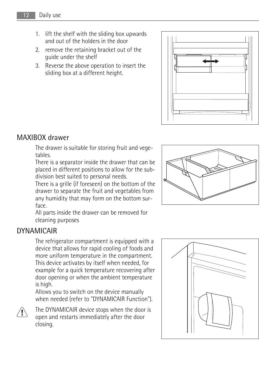 Maxibox drawer, Dynamicair | AEG SCT71900S0 User Manual | Page 12 / 28