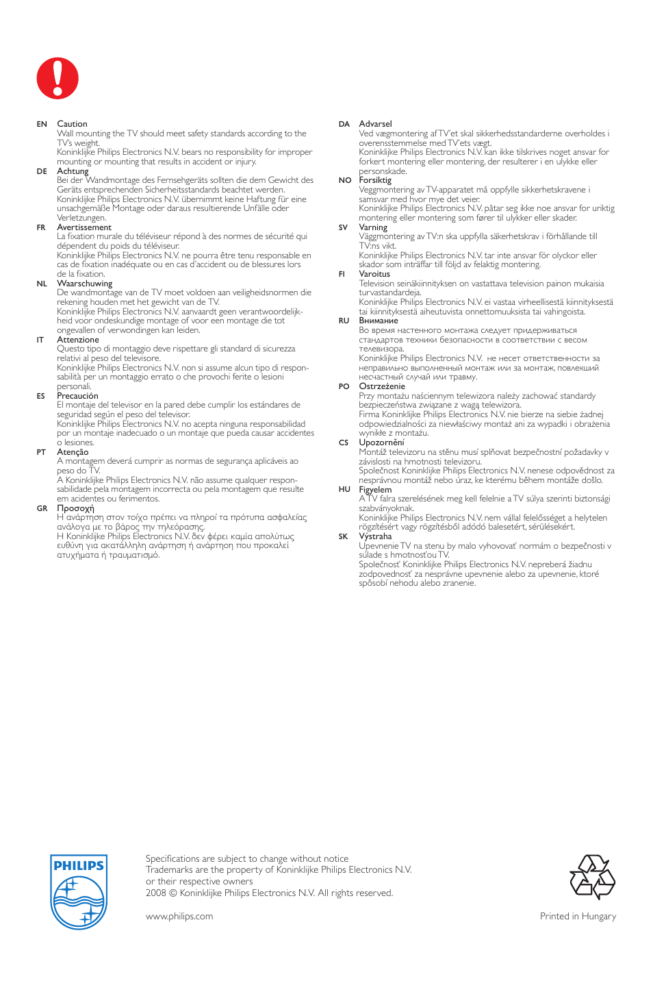 Philips Essence TV LCD User Manual | Page 24 / 24