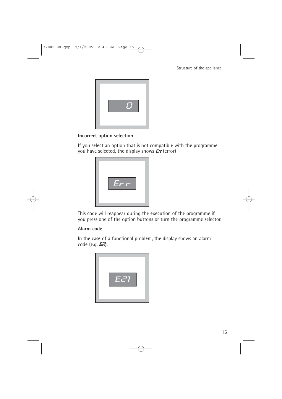 E21 0 | AEG LAVATHERM T37800 User Manual | Page 15 / 29