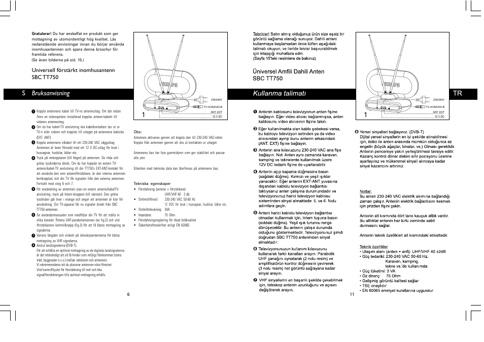 Bruksanvisning s | Philips Antena de televisión User Manual | Page 3 / 7