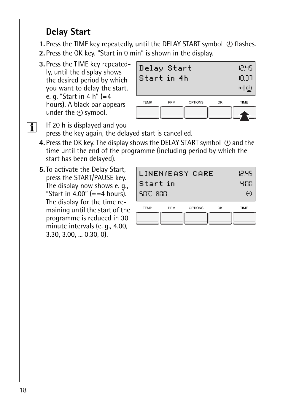 Delay start | AEG LAVAMAT 86810 User Manual | Page 18 / 48