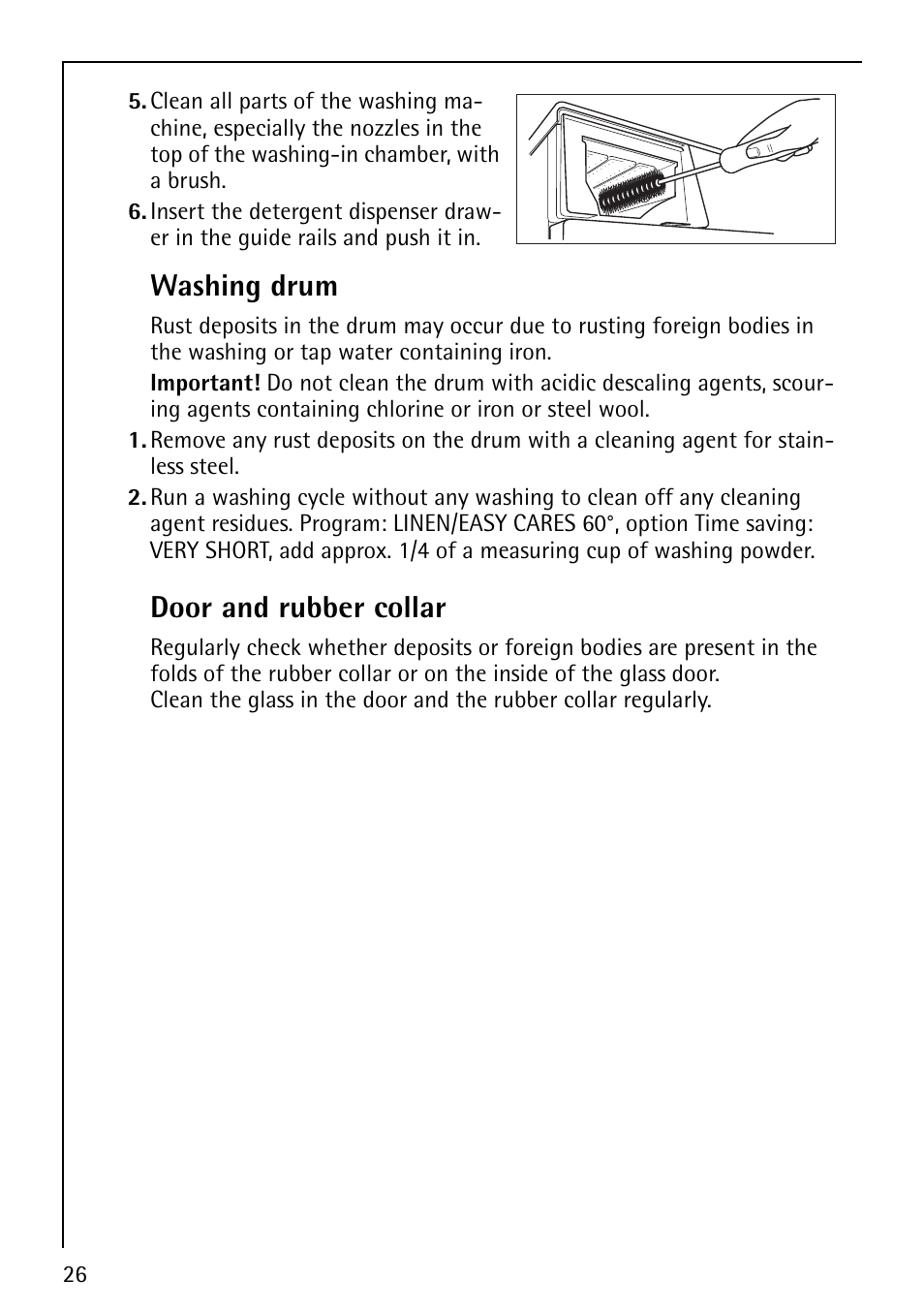 Washing drum, Door and rubber collar | AEG LAVAMAT 86810 User Manual | Page 26 / 48