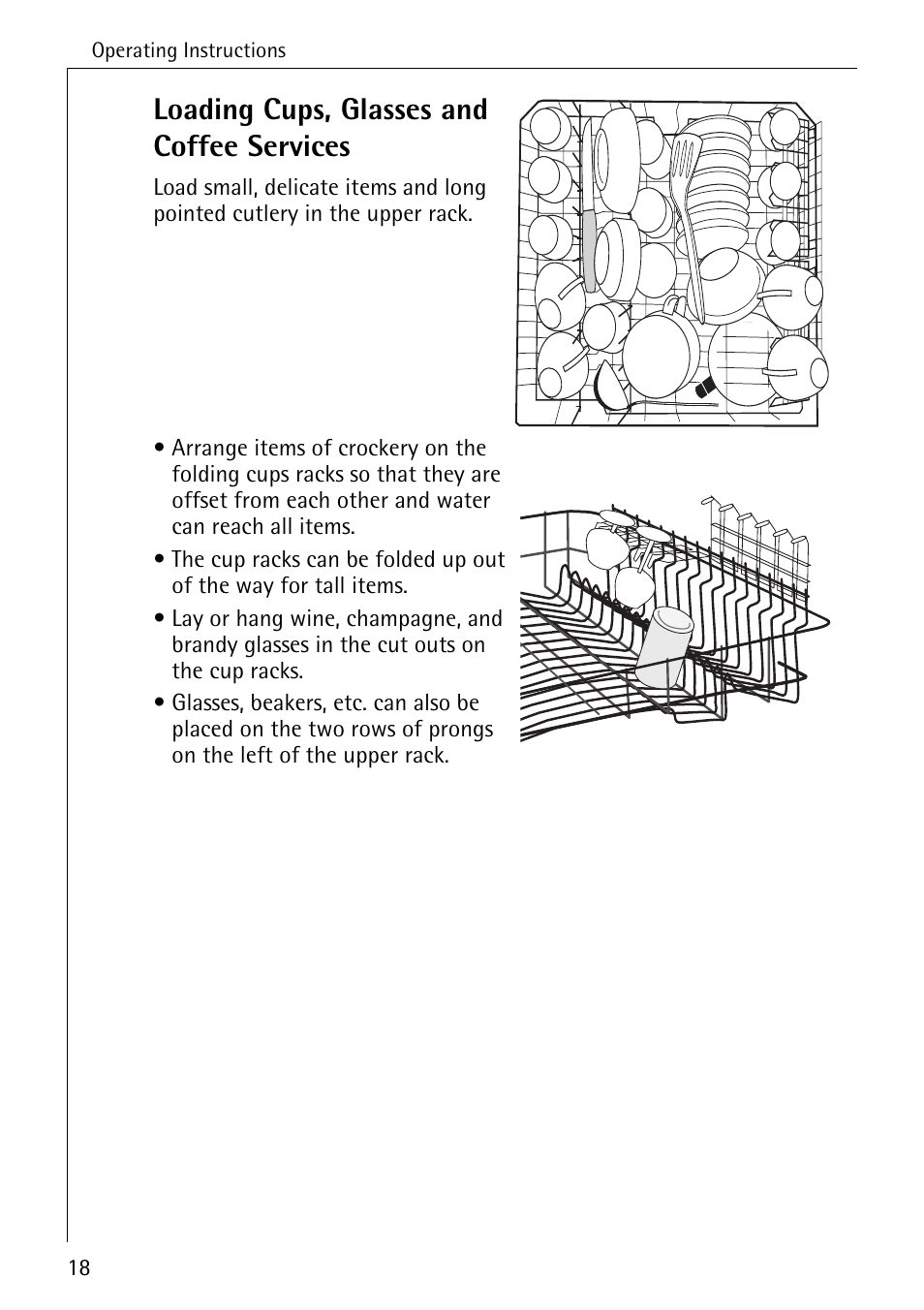 Loading cups, glasses and coffee services | AEG FAVORIT 40260 I User Manual | Page 18 / 40