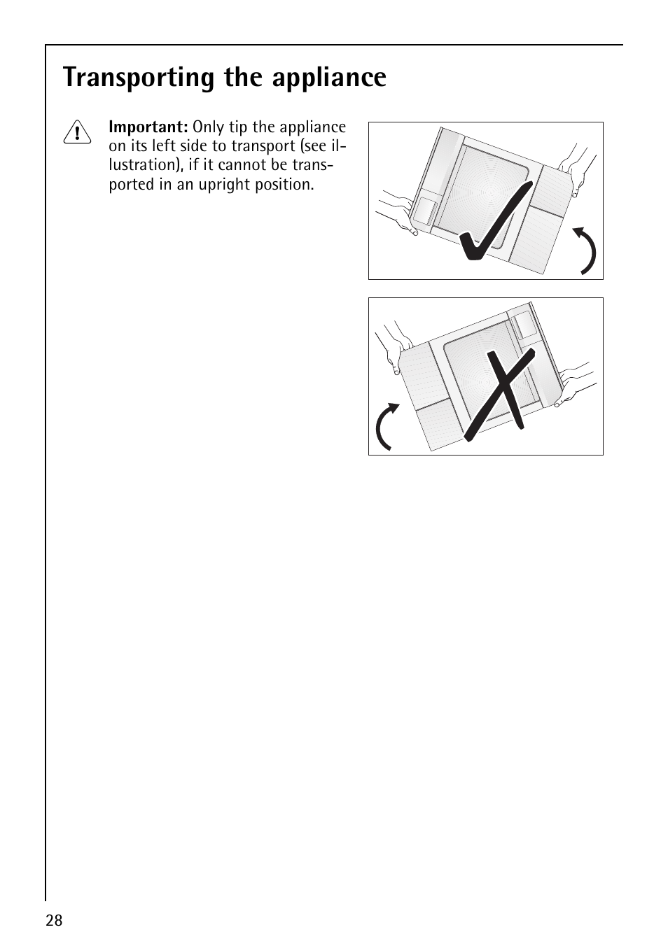 Transporting the appliance 1 | AEG LAVATHERM 59800 User Manual | Page 28 / 36