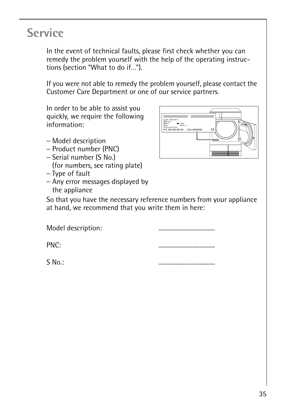 Service | AEG LAVATHERM 59800 User Manual | Page 35 / 36