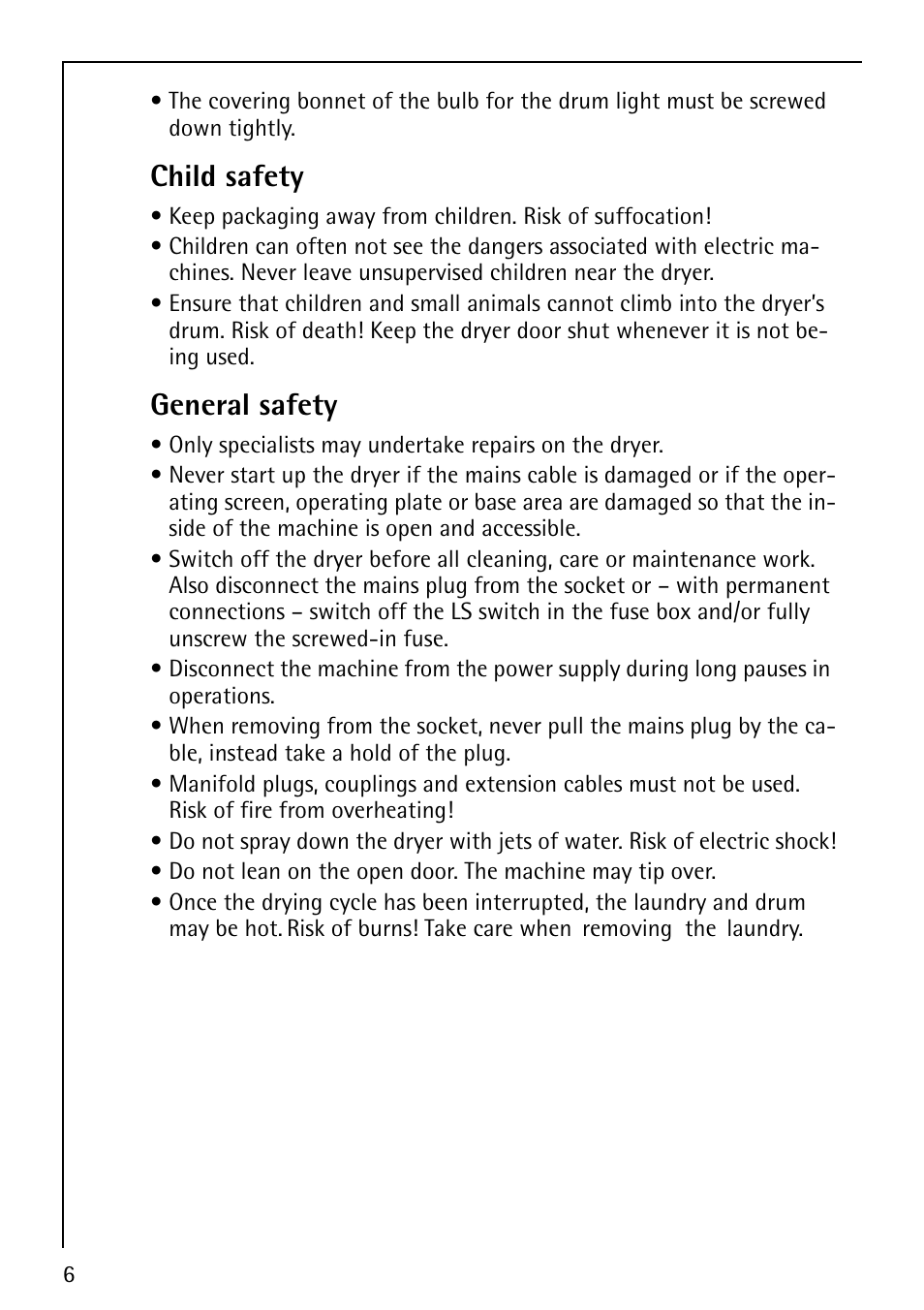Child safety, General safety | AEG LAVATHERM 59800 User Manual | Page 6 / 36
