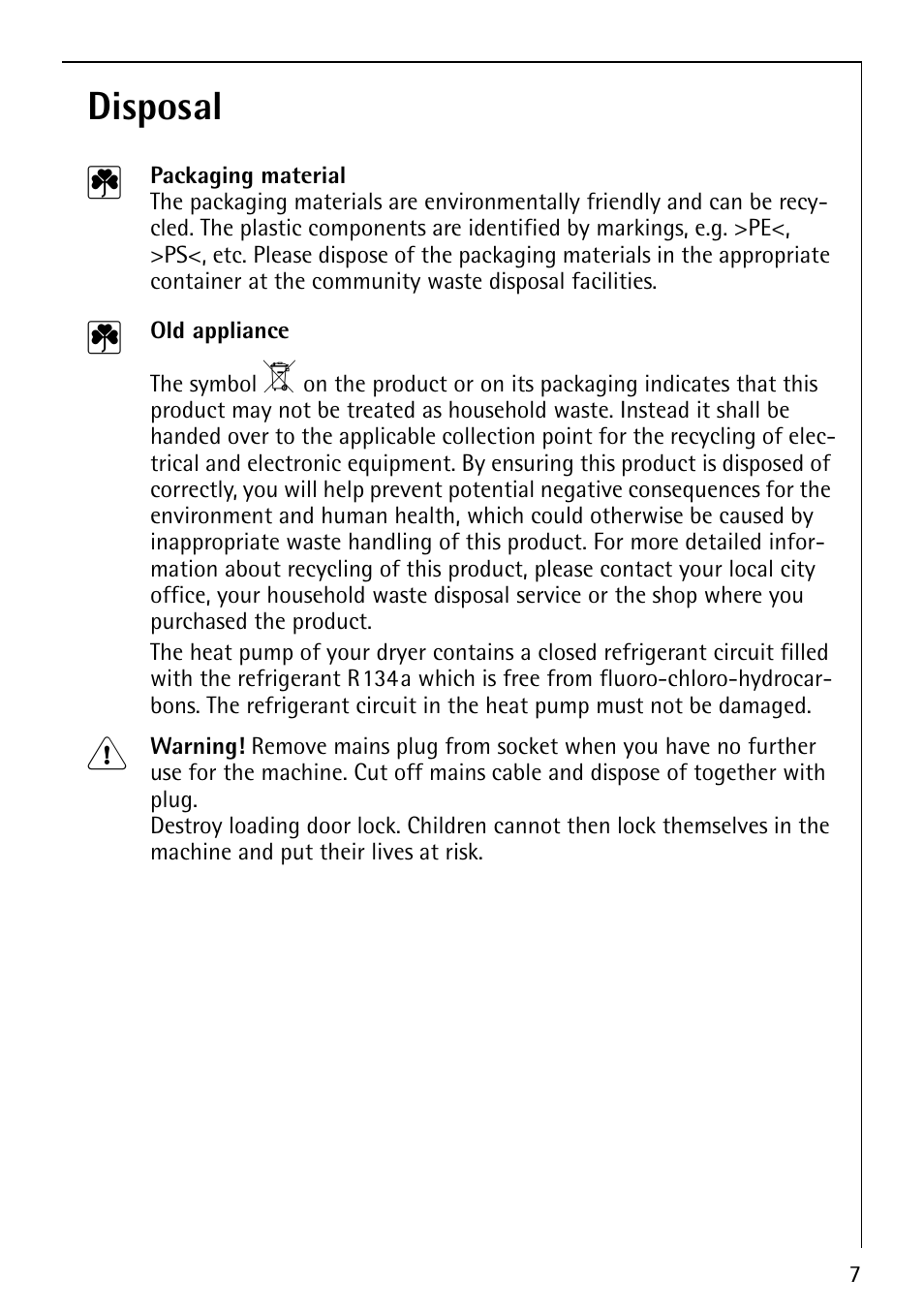 Disposal 2 | AEG LAVATHERM 59800 User Manual | Page 7 / 36