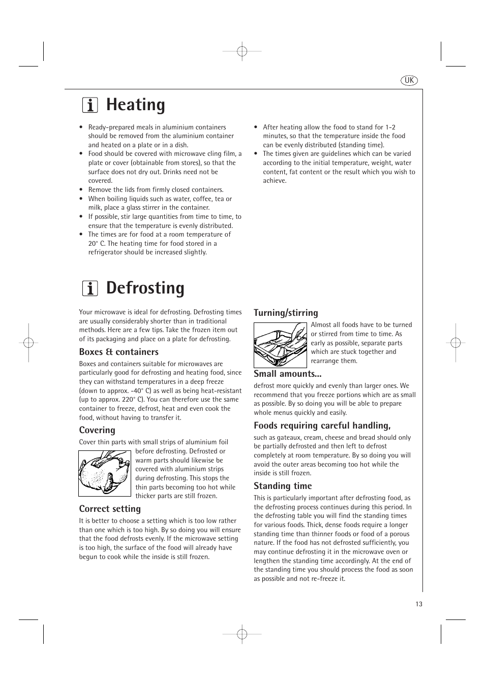 Defrosting, Heating | AEG MCD2661E User Manual | Page 15 / 53