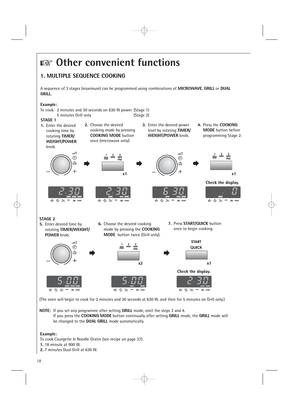 Other convenient functions, Multiple sequence cooking | AEG MCD2661E User Manual | Page 20 / 53