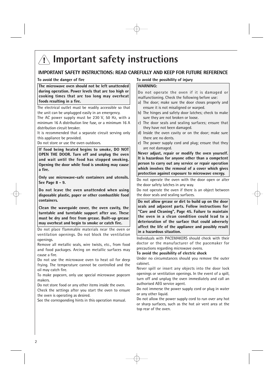 Important safety instructions | AEG MCD2661E User Manual | Page 4 / 53