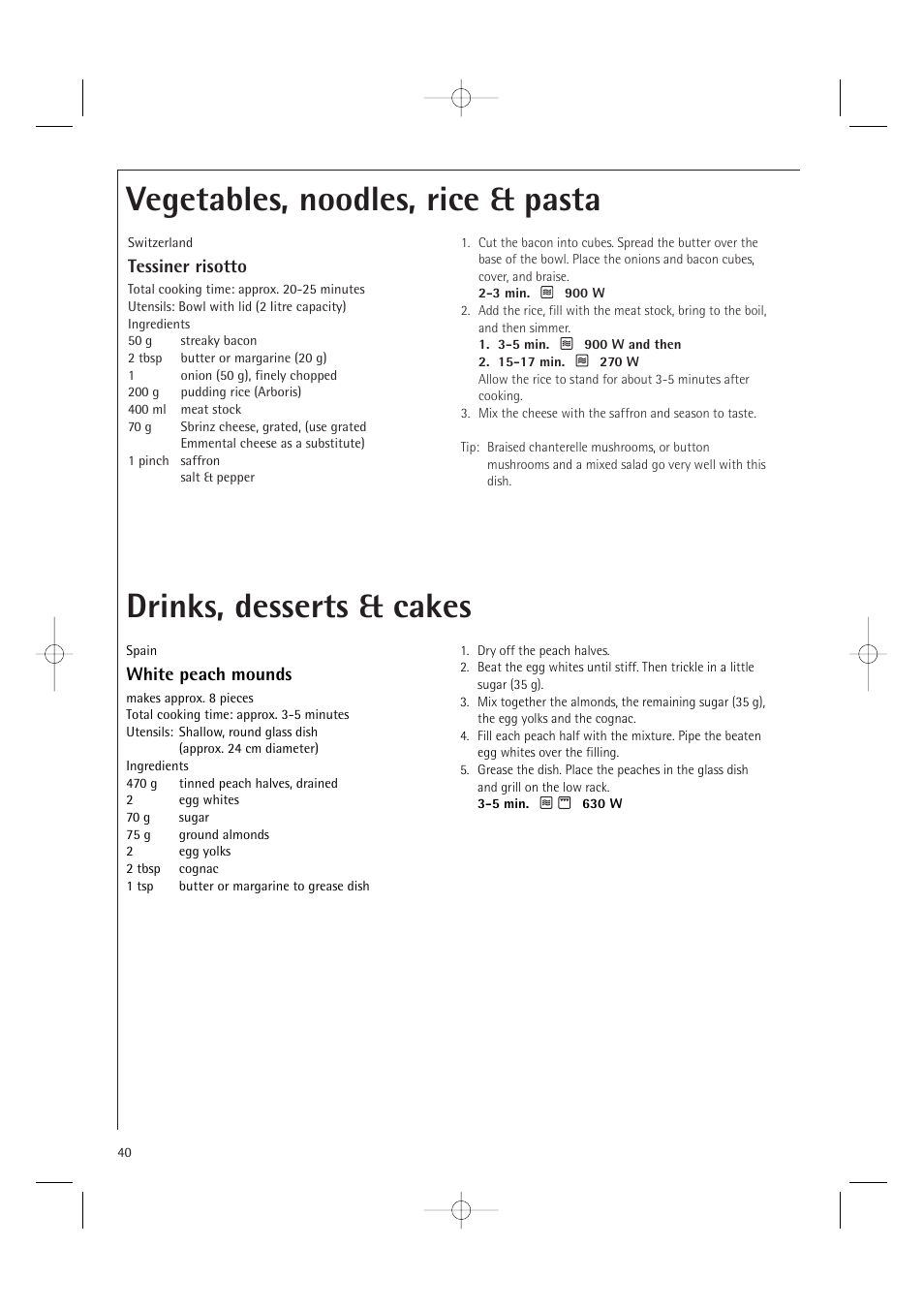 Tessiner risotto, White peach mounds | AEG MCD2661E User Manual | Page 42 / 53