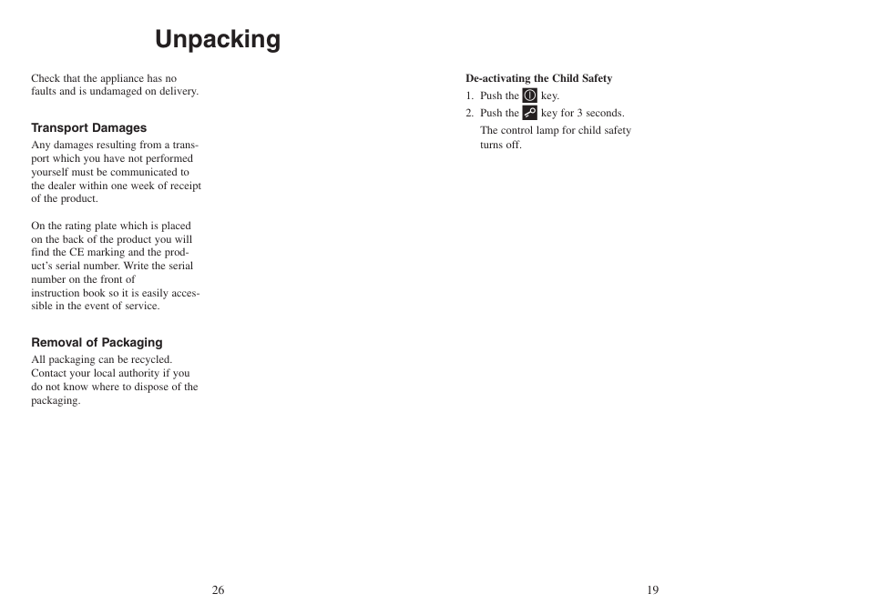Unpacking | AEG FM 4803K-AN User Manual | Page 26 / 44