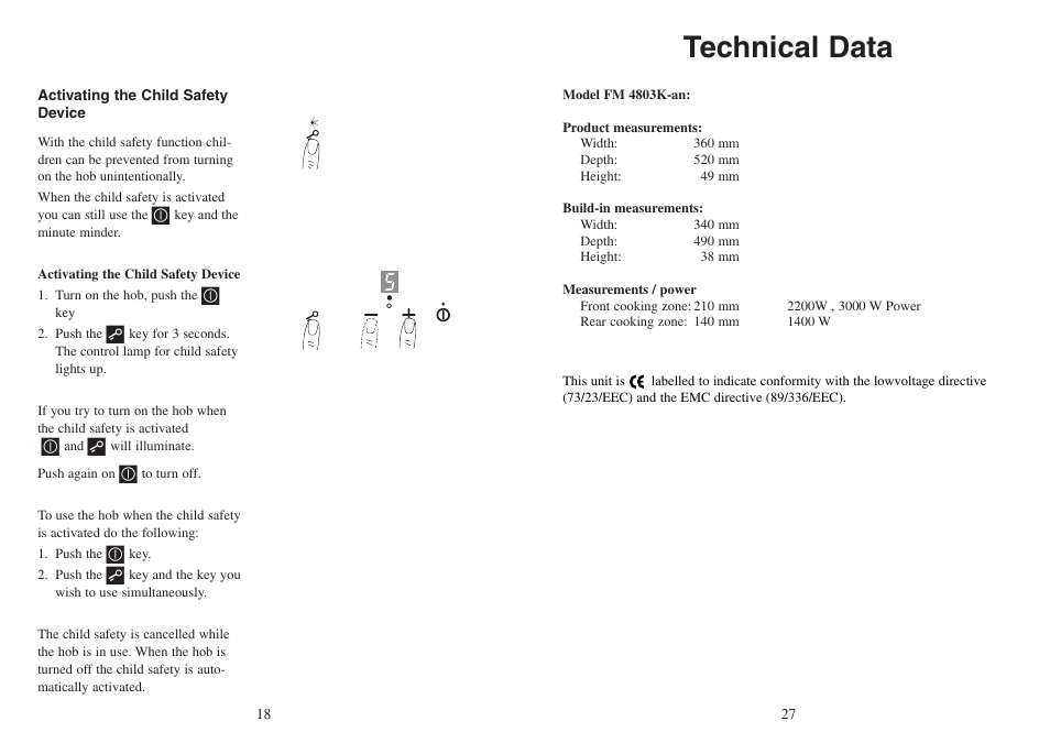 Technical data | AEG FM 4803K-AN User Manual | Page 27 / 44