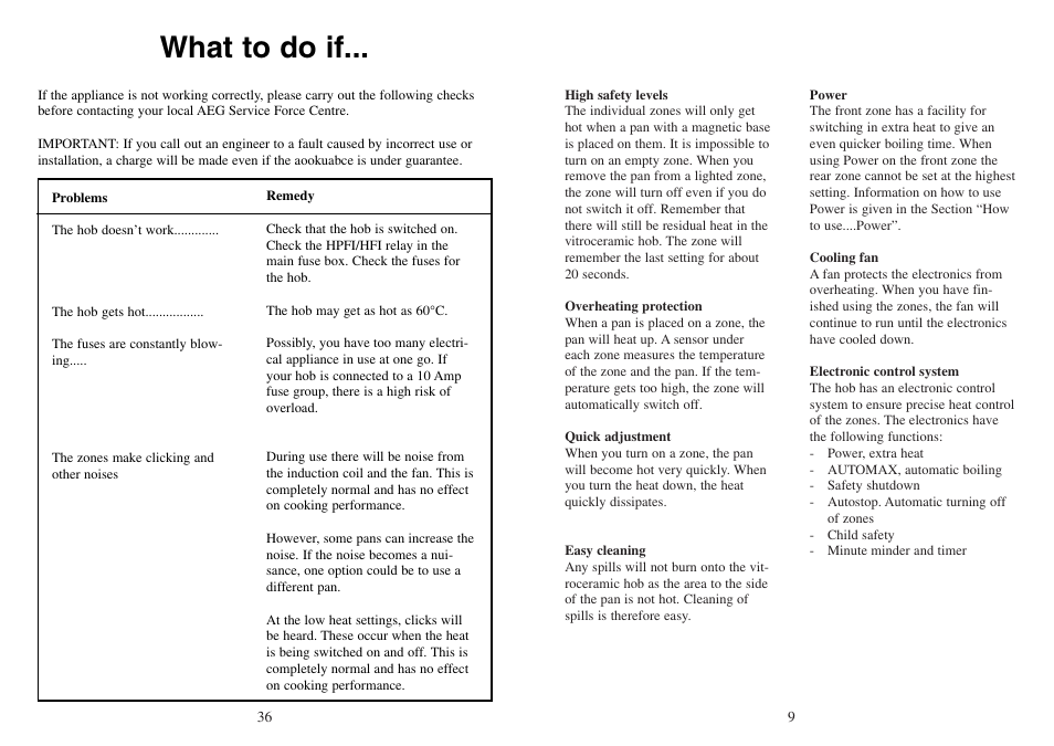 What to do if | AEG FM 4803K-AN User Manual | Page 36 / 44