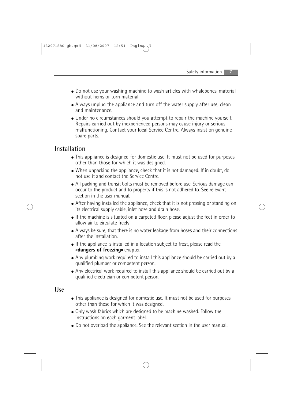Installation | AEG LAVAMAT 72640 User Manual | Page 7 / 48
