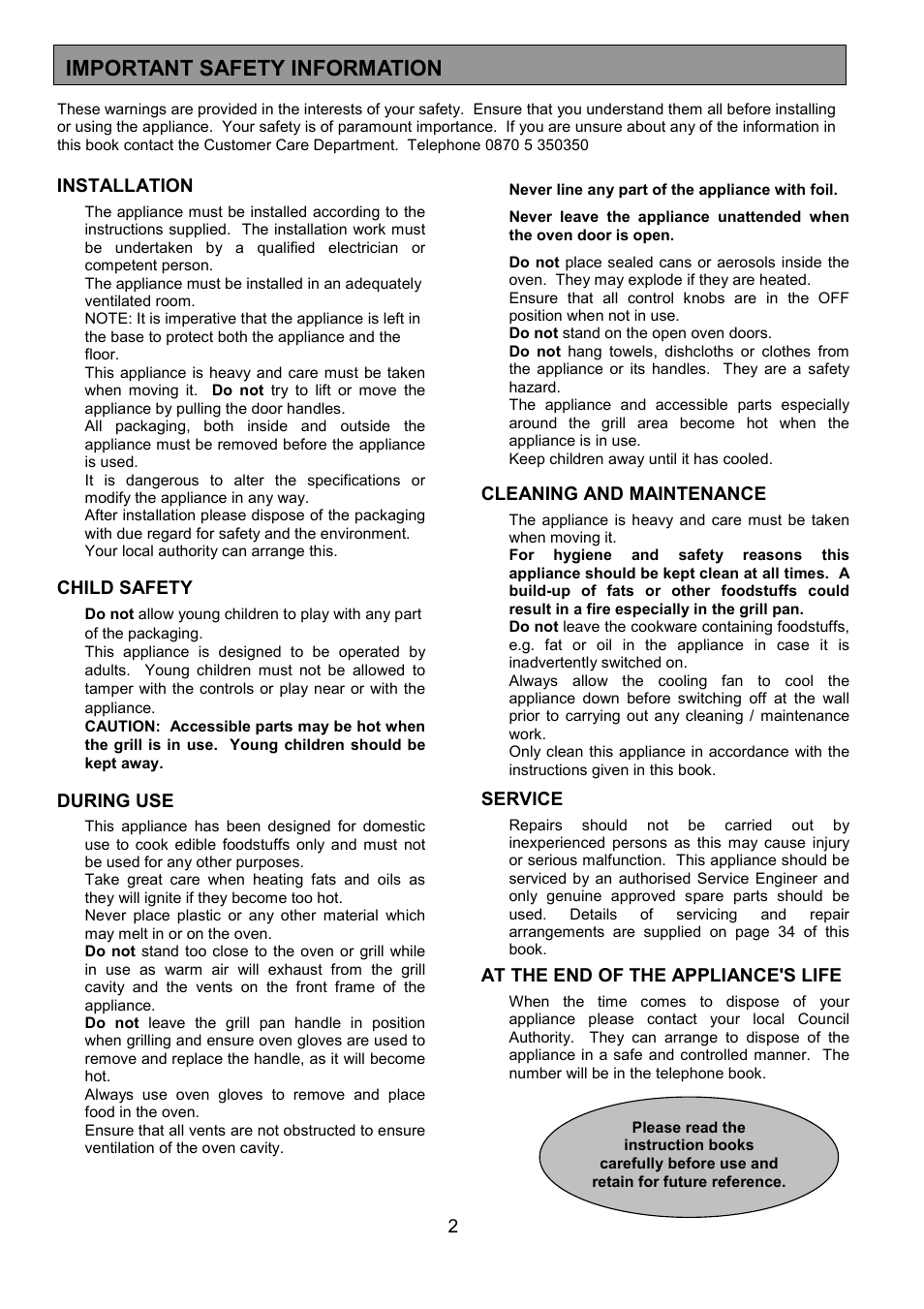 Important safety information | AEG COMPETENCE 3210 BU User Manual | Page 2 / 48