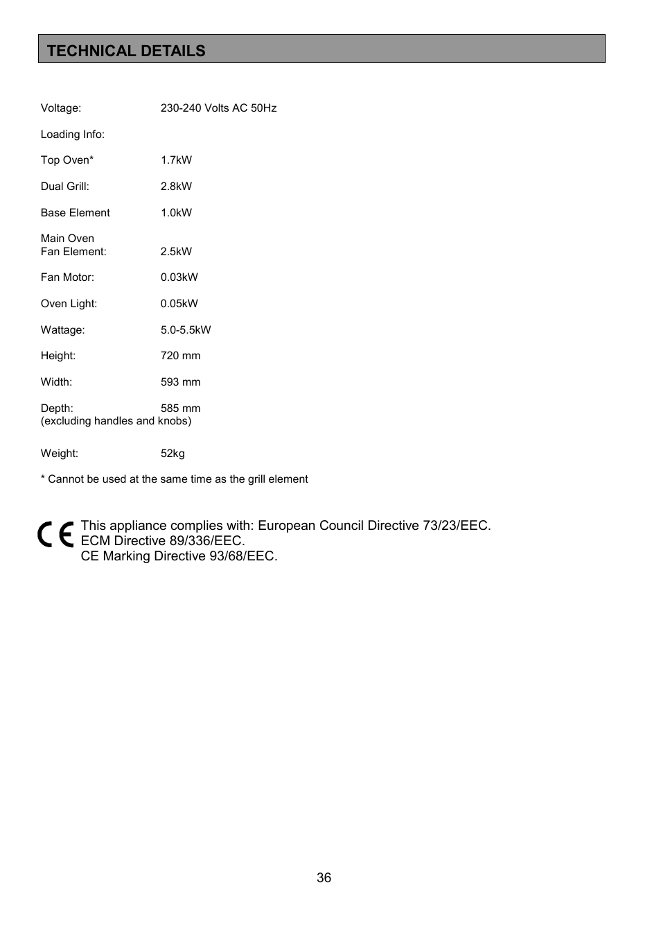 Technical details | AEG COMPETENCE 3210 BU User Manual | Page 36 / 48