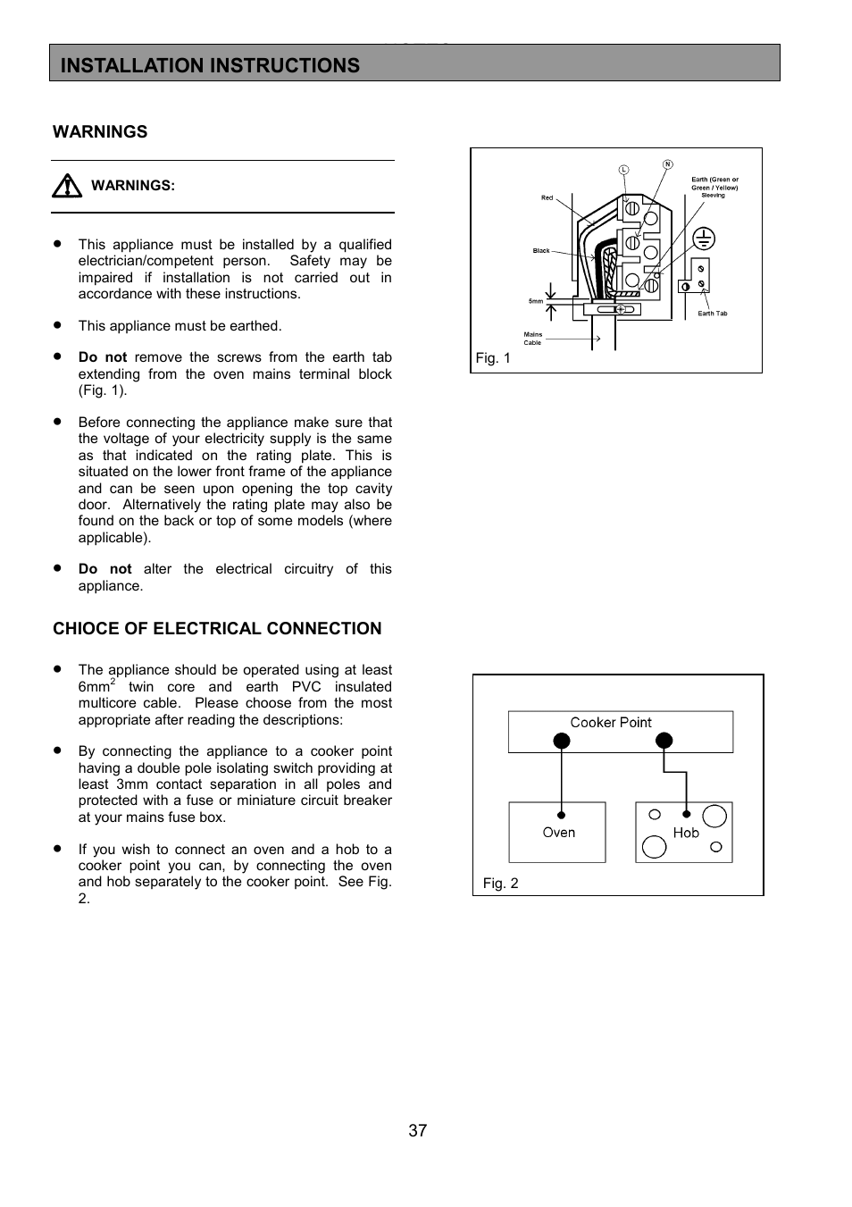 Installation instructions | AEG COMPETENCE 3210 BU User Manual | Page 37 / 48