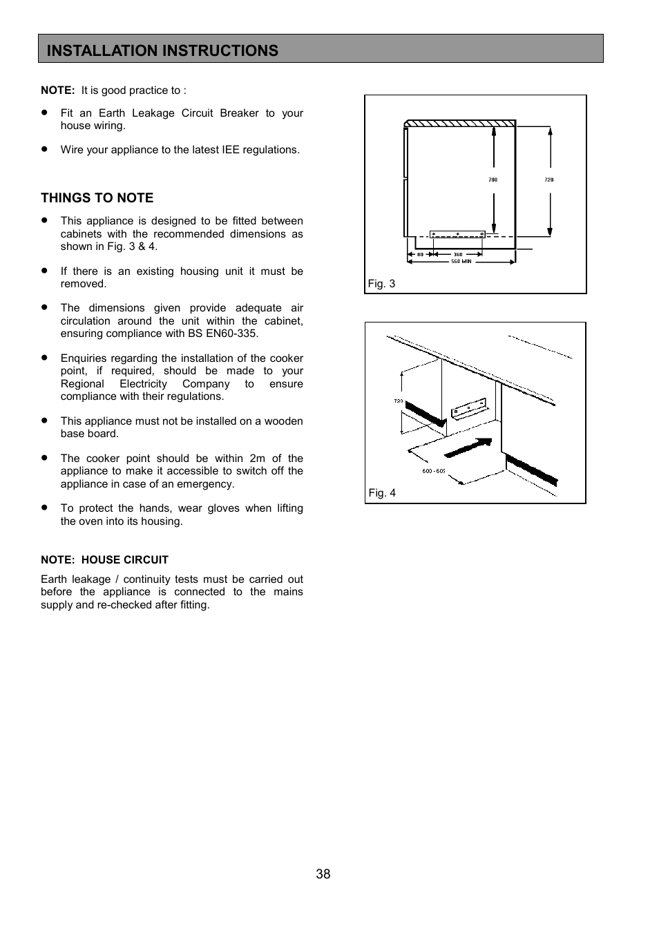 Installation instructions | AEG COMPETENCE 3210 BU User Manual | Page 38 / 48