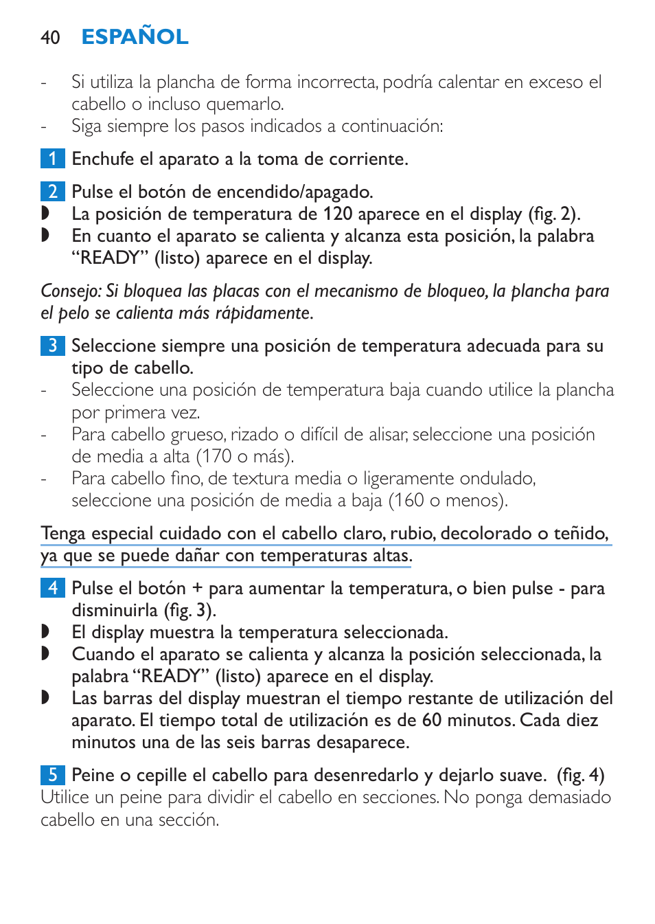 Philips SalonStraight Pro Plancha para el pelo User Manual | Page 40 / 104