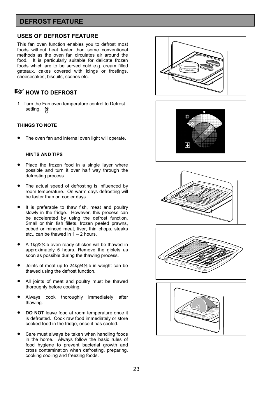 Defrost feature | AEG 3210 BU User Manual | Page 23 / 44