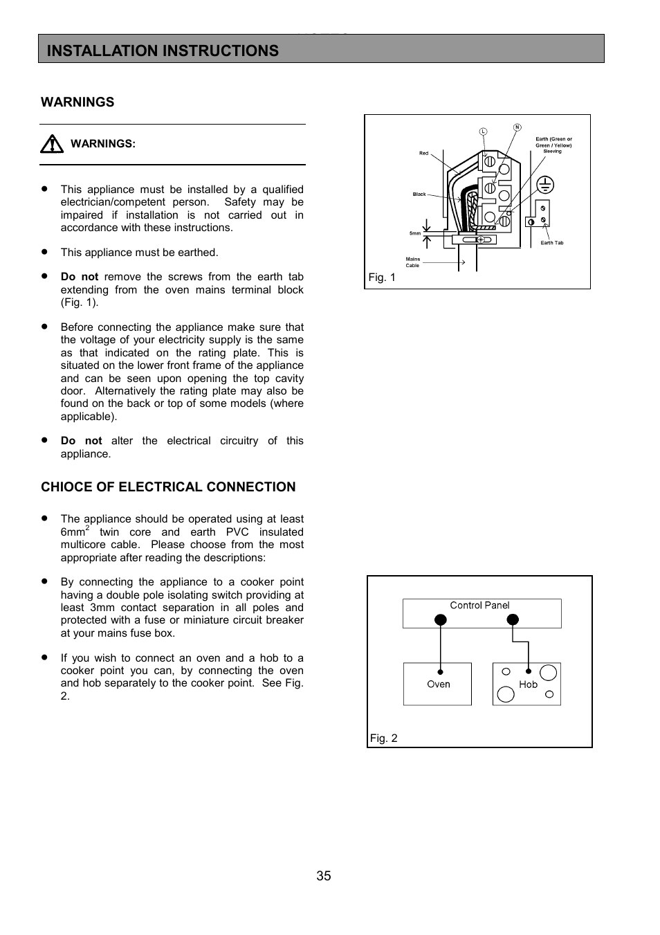 Installation instructions | AEG 3210 BU User Manual | Page 35 / 44