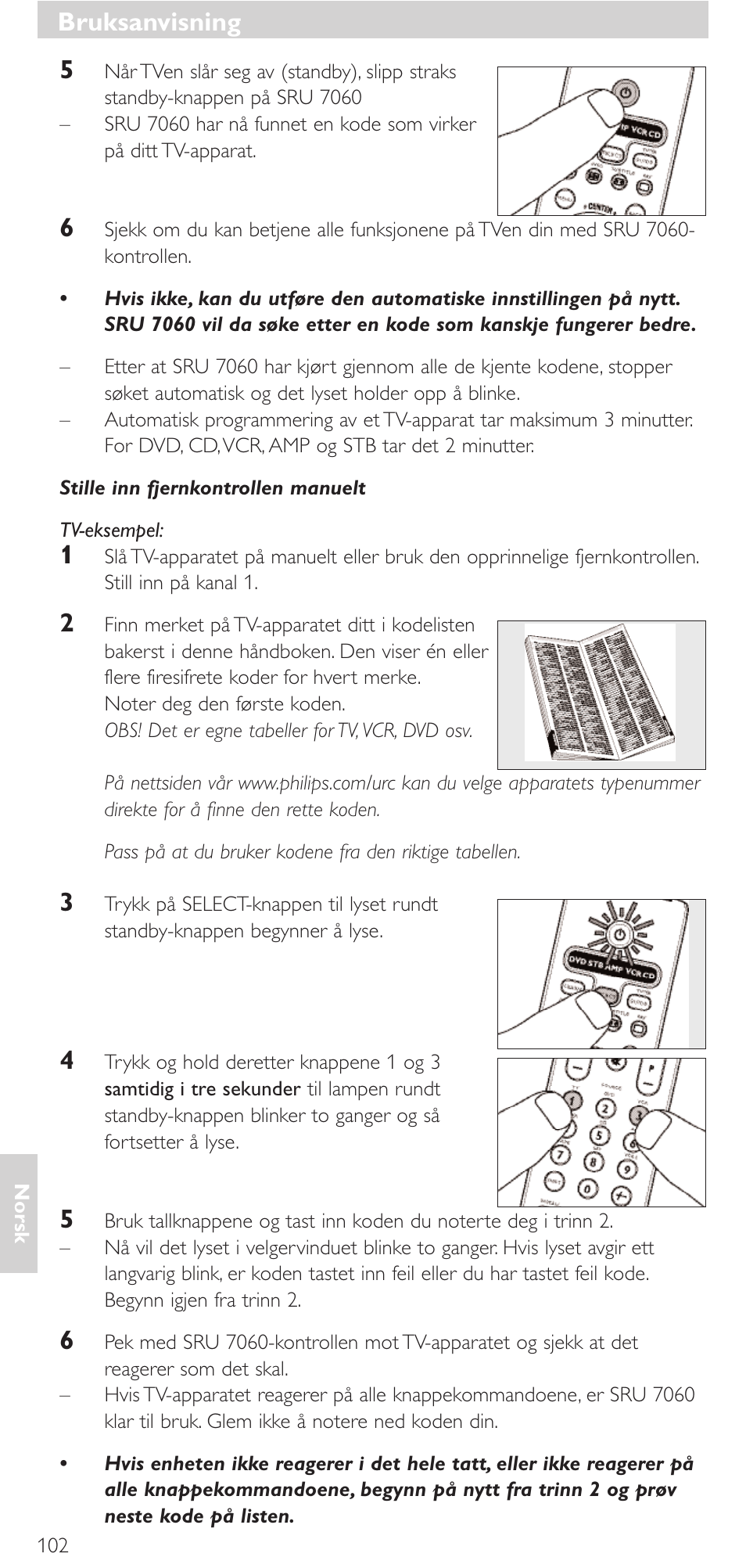 Bruksanvisning | Philips Mando a distancia universal User Manual | Page 102 / 152