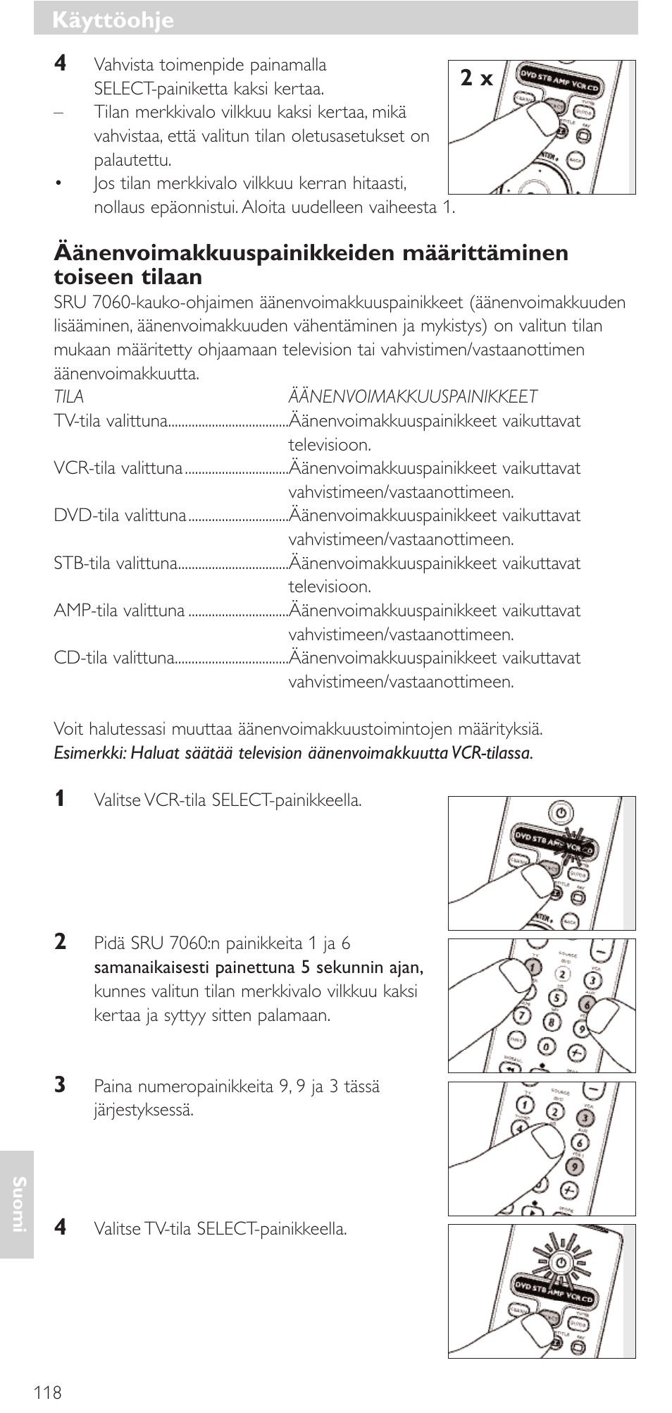 Käyttöohje | Philips Mando a distancia universal User Manual | Page 118 / 152