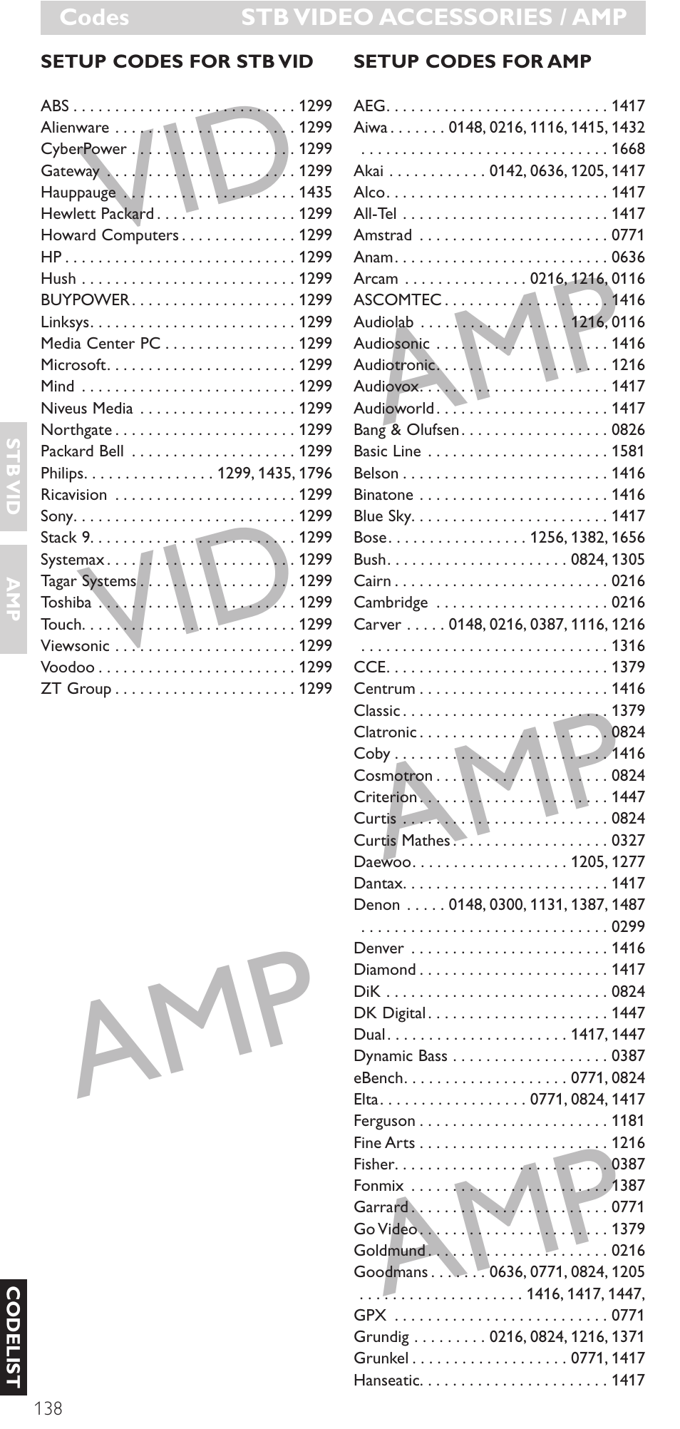 Vid amp vid amp amp amp | Philips Mando a distancia universal User Manual | Page 138 / 152
