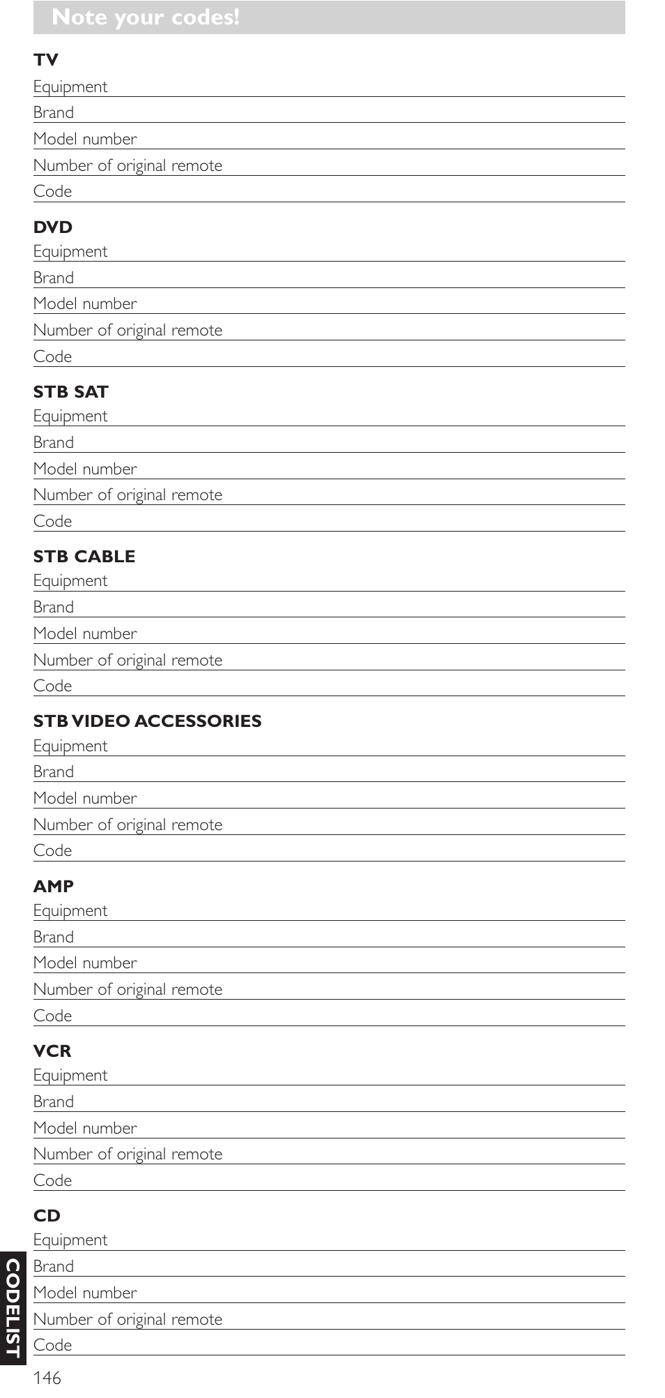 Philips Mando a distancia universal User Manual | Page 146 / 152