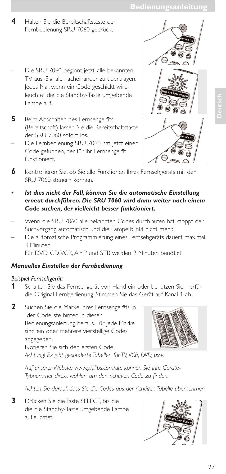 Bedienungsanleitung | Philips Mando a distancia universal User Manual | Page 27 / 152