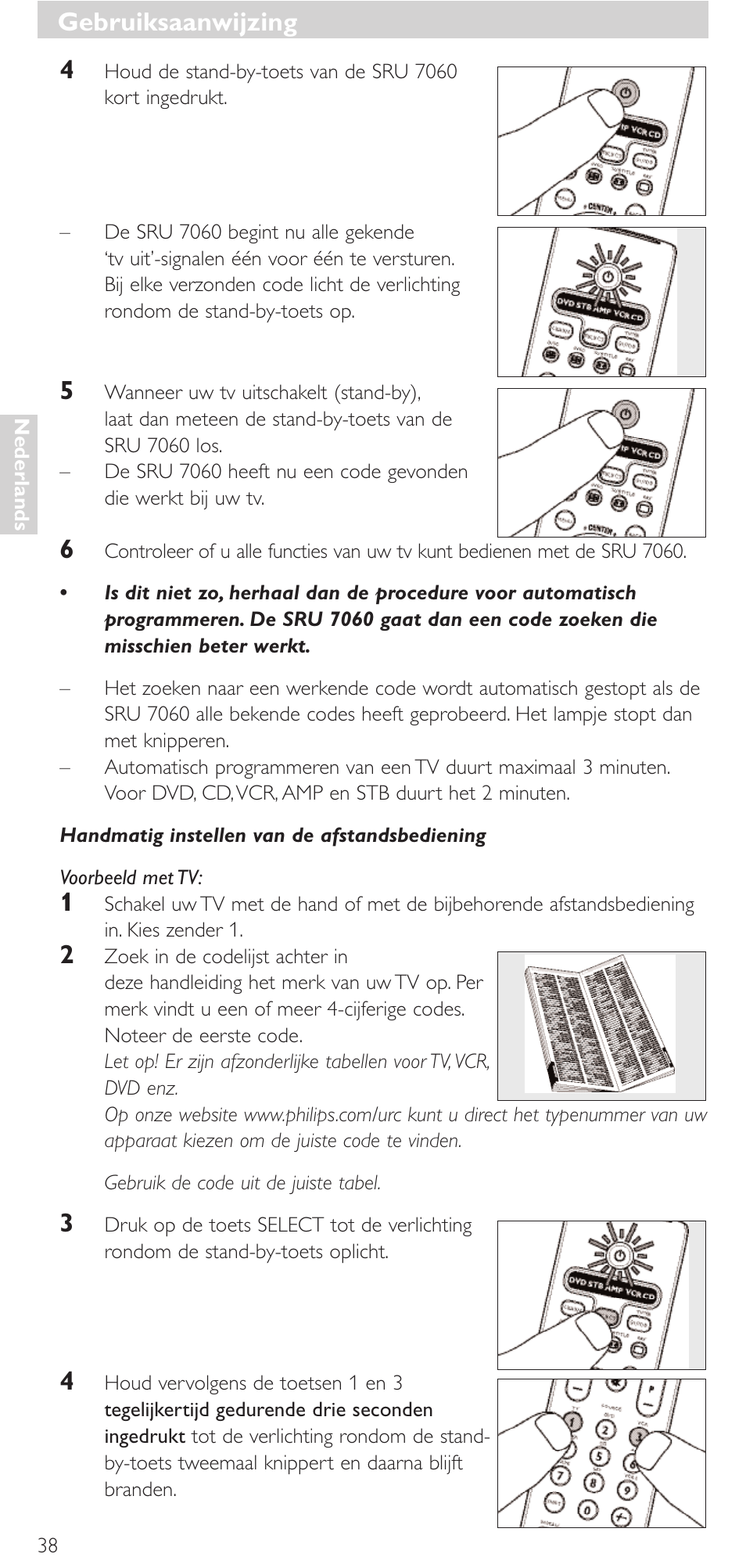 Gebruiksaanwijzing | Philips Mando a distancia universal User Manual | Page 38 / 152