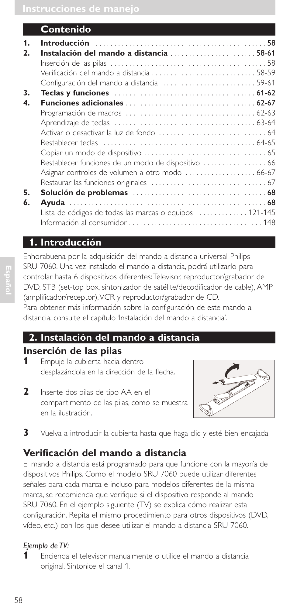 Philips Mando a distancia universal User Manual | Page 58 / 152