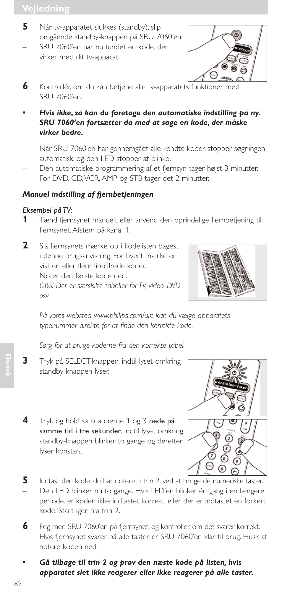 Vejledning | Philips Mando a distancia universal User Manual | Page 82 / 152