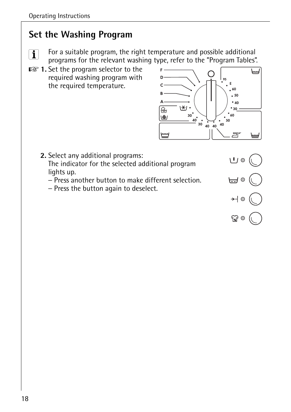 Set the washing program | AEG OKO-LAVAMAT 70330 User Manual | Page 18 / 52
