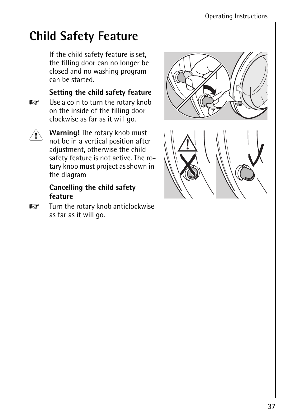 Child safety feature | AEG OKO-LAVAMAT 70330 User Manual | Page 37 / 52