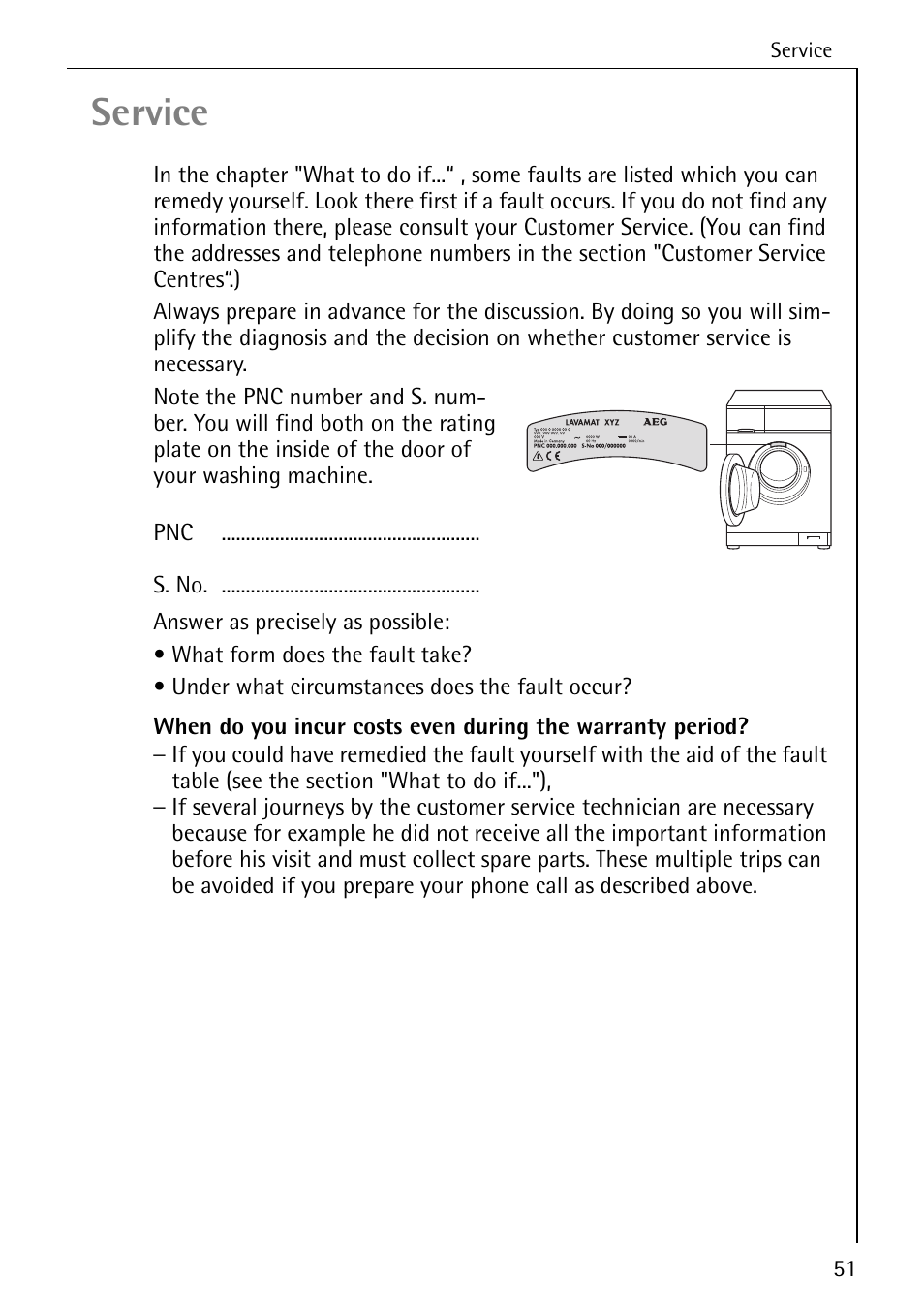 Service | AEG OKO-LAVAMAT 70330 User Manual | Page 51 / 52