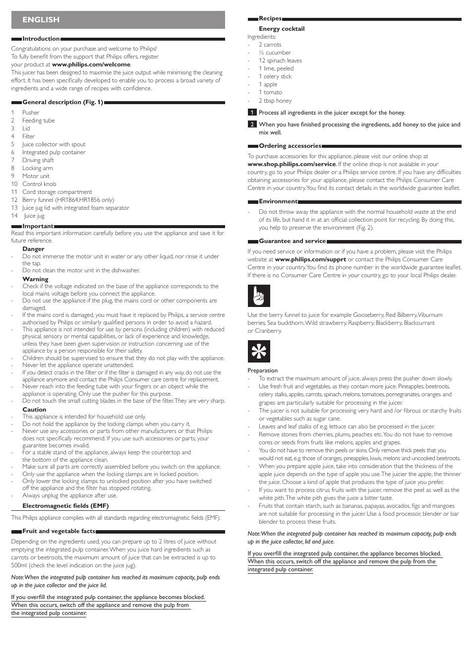 English | Philips Viva Collection Licuadora User Manual | Page 3 / 13