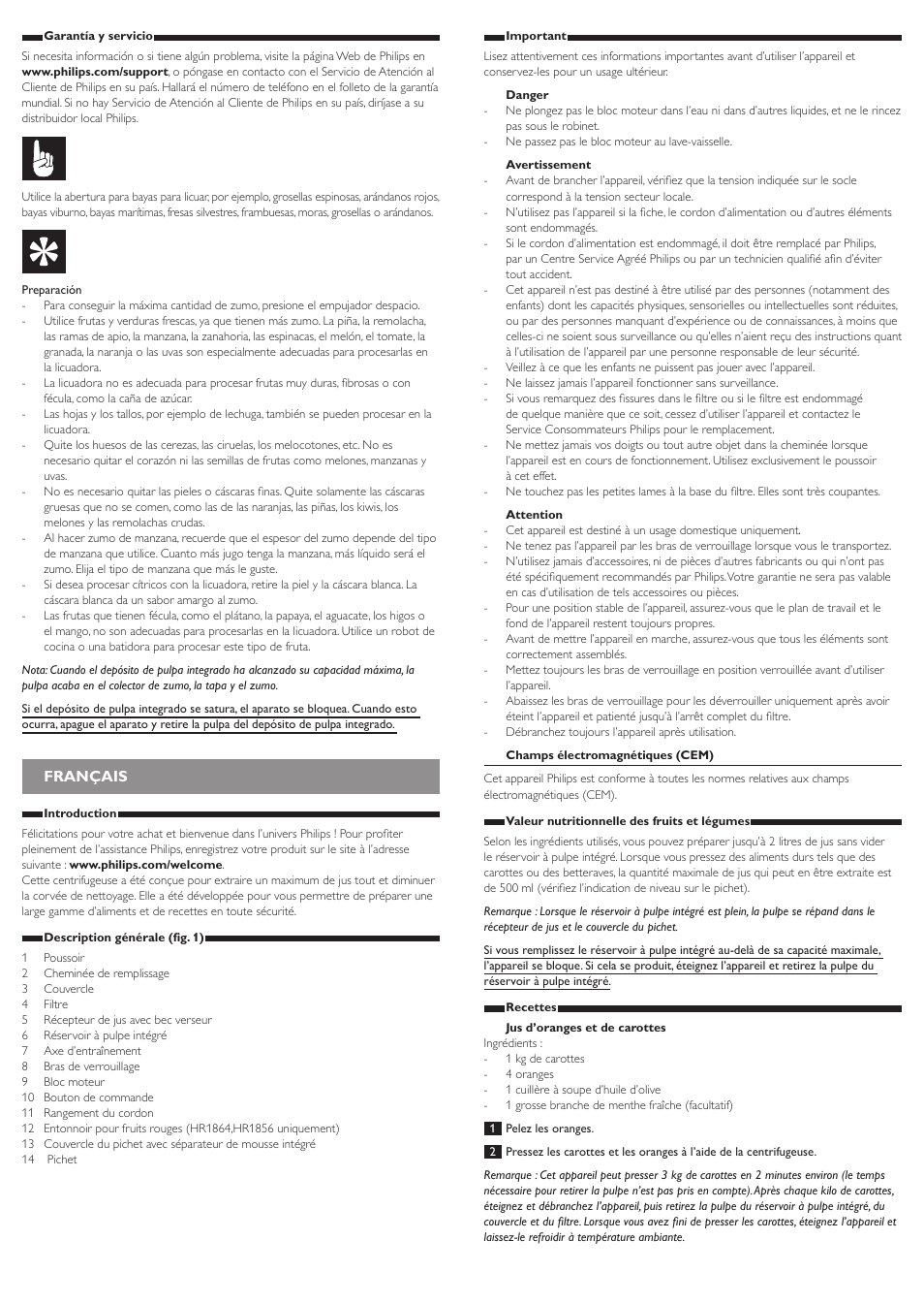 Français | Philips Viva Collection Licuadora User Manual | Page 7 / 13