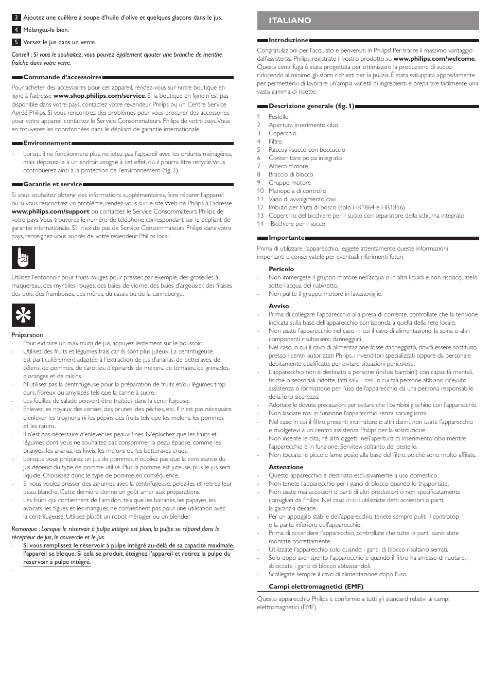 Italiano | Philips Viva Collection Licuadora User Manual | Page 8 / 13