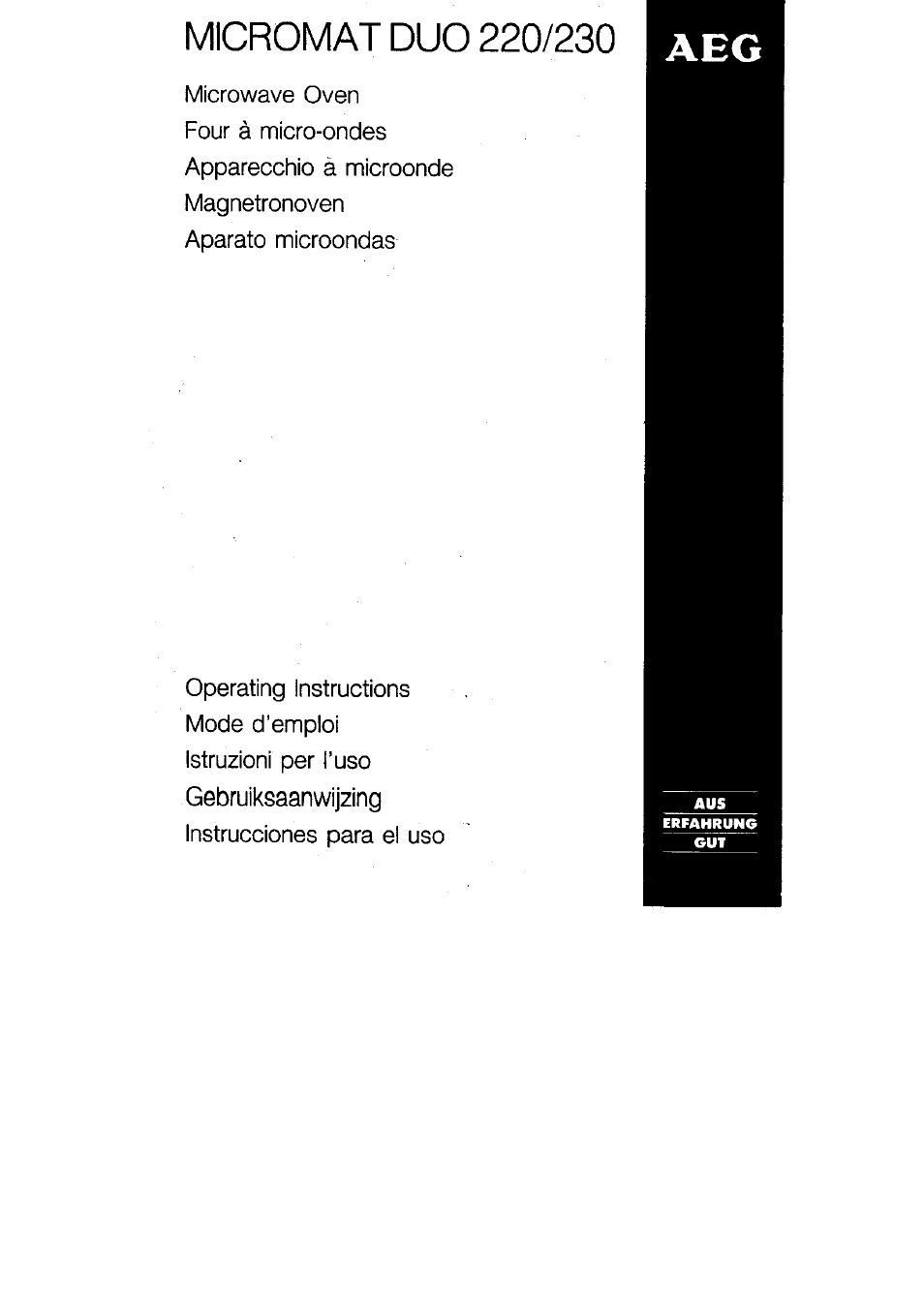 AEG MICROMAT DUO 220 User Manual | 29 pages